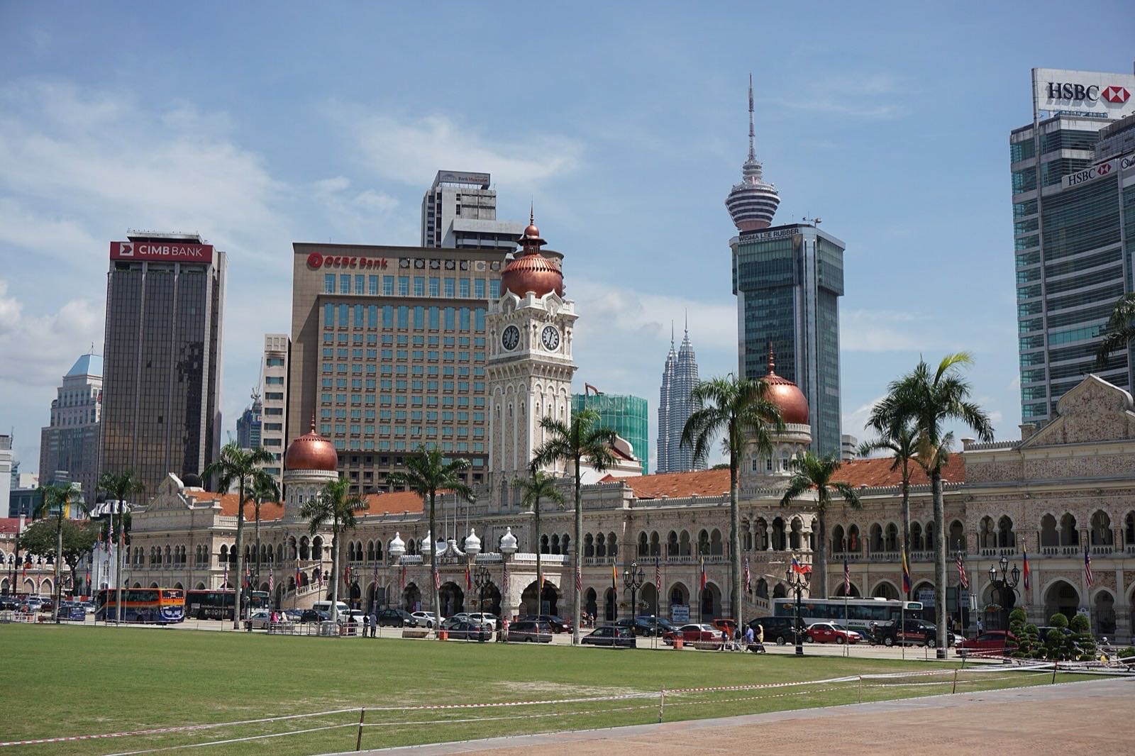 The Sultan Abdul Samad Building across Merdeka Square, with KL Tower behind.