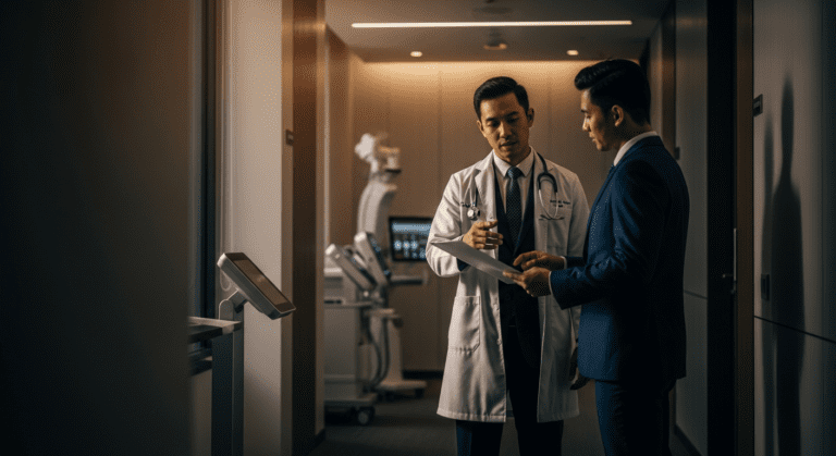 Professional illustration depicting Healthcare M&A Malaysia: Acquisition Opportunities 2026, showing growth and strategic partnerships.