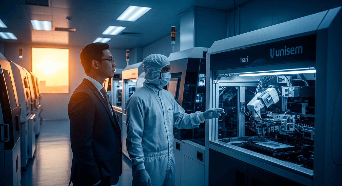 Photorealistic illustration of Malaysia technology stocks, showing top 10 stocks to watch for 2026 investment.